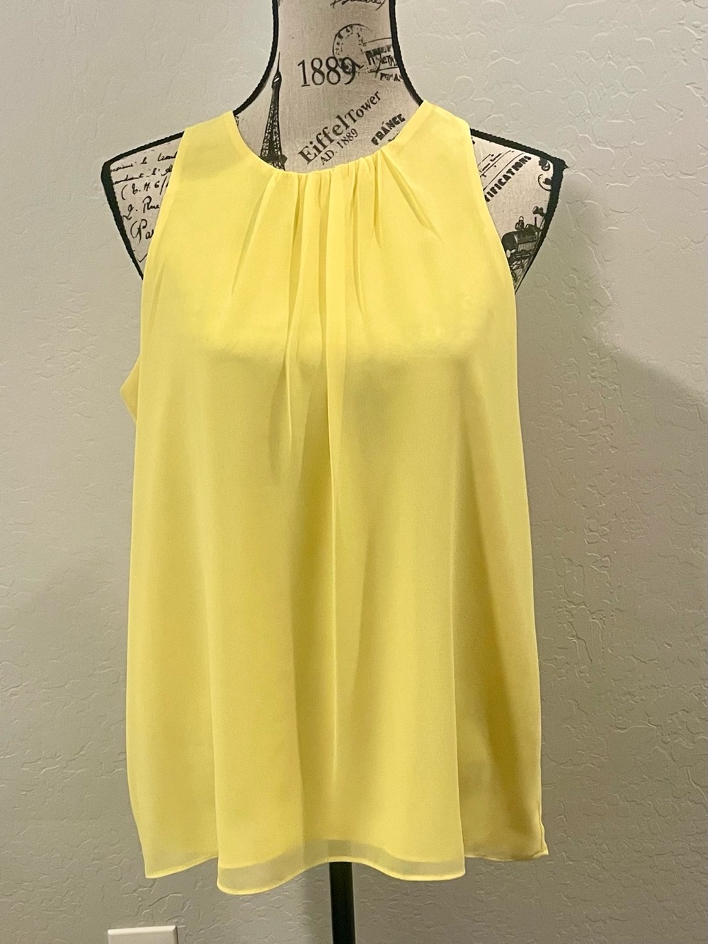 Vince Camuto Yellow Halter Pleated Chiffon Camisole Blouse